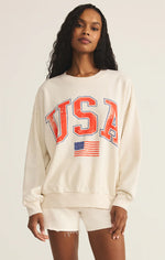 FLAG SUNDAY SWEATSHIRT - SEA SALT