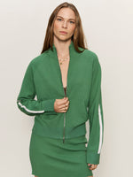 PLACES TO BE KNIT TRACK JACKET - GREEN JUICE/CHALK