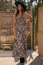 SCOTLYNN MIDI DRESS - BLACK FLORAL