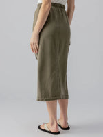 HIGH RISE MIDI SKIRT - OLIVE