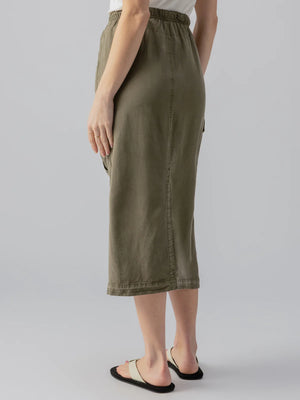 HIGH RISE MIDI SKIRT - OLIVE