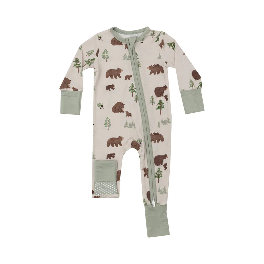 2 WAY ZIPPER ROMPER - SWEET BROWN BEARS