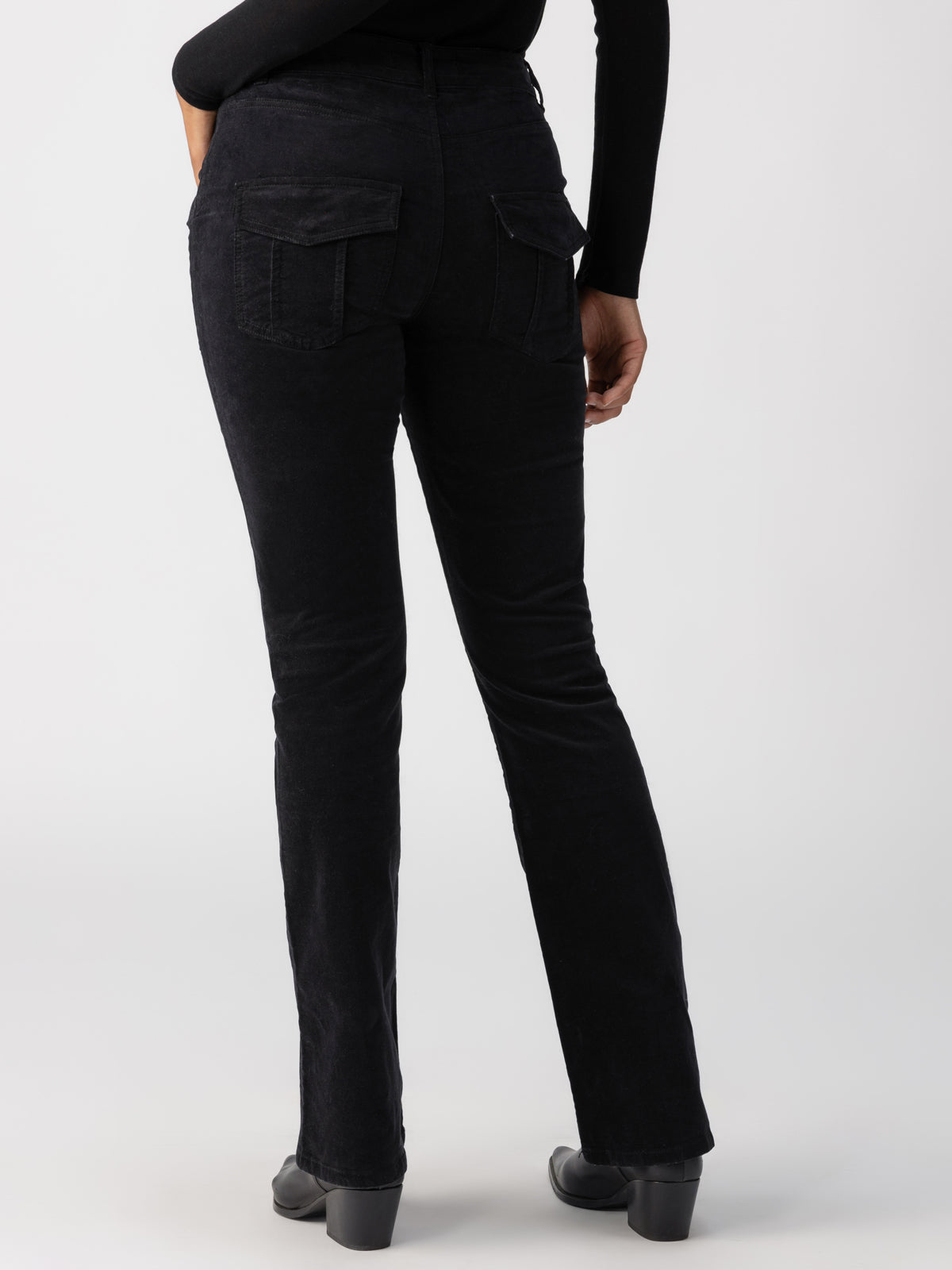 HAYDEN VELVET BOOTCUT STANDARD RISE PANT - BLACK