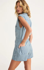 DASH TWILL ROMPER - LIGHT VINTAGE INDIGO