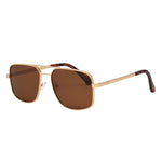 I-SEA El Morro sunglasses in gold metal frame with brown polarized lenses and tortoise temple tips, angled view