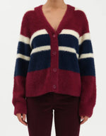 BLEEKER FUZZY CARDIGAN - FIG MULTI STRIPE
