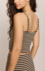 CAFFARI STRIPED TUBE TOP - PUTTY