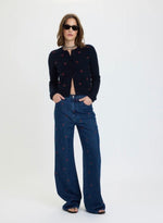MUSE EMBROIDERED FITTED CARDIGAN - CHERRY