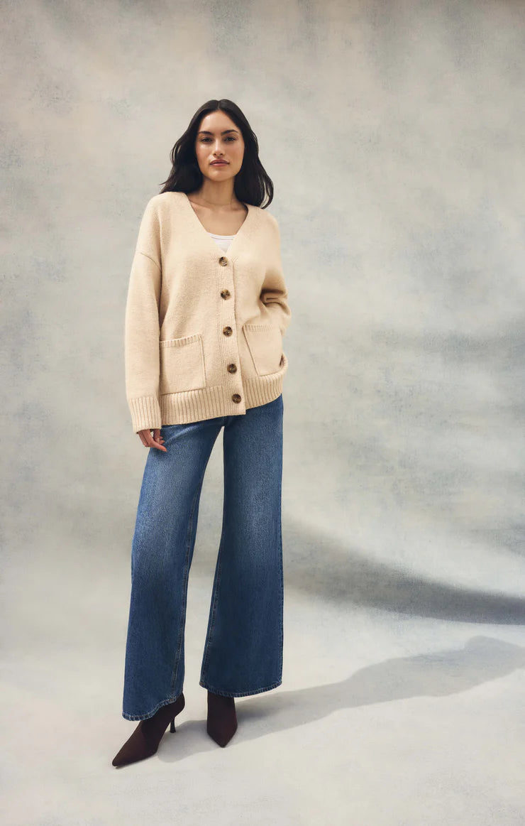 THEO CARDIGAN - CHAMPAGNE HEATHER