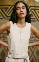 SLOANE EMBROIDERED TOP - WHITE