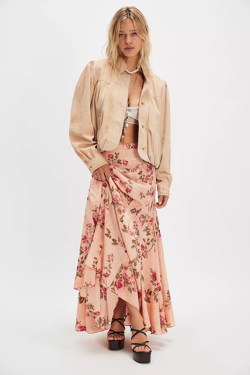 ROWAN MAXI SKIRT- FALLING FLORAL MAUVE