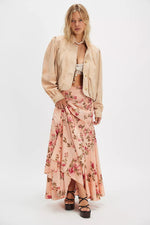 ROWAN MAXI SKIRT- FALLING FLORAL MAUVE
