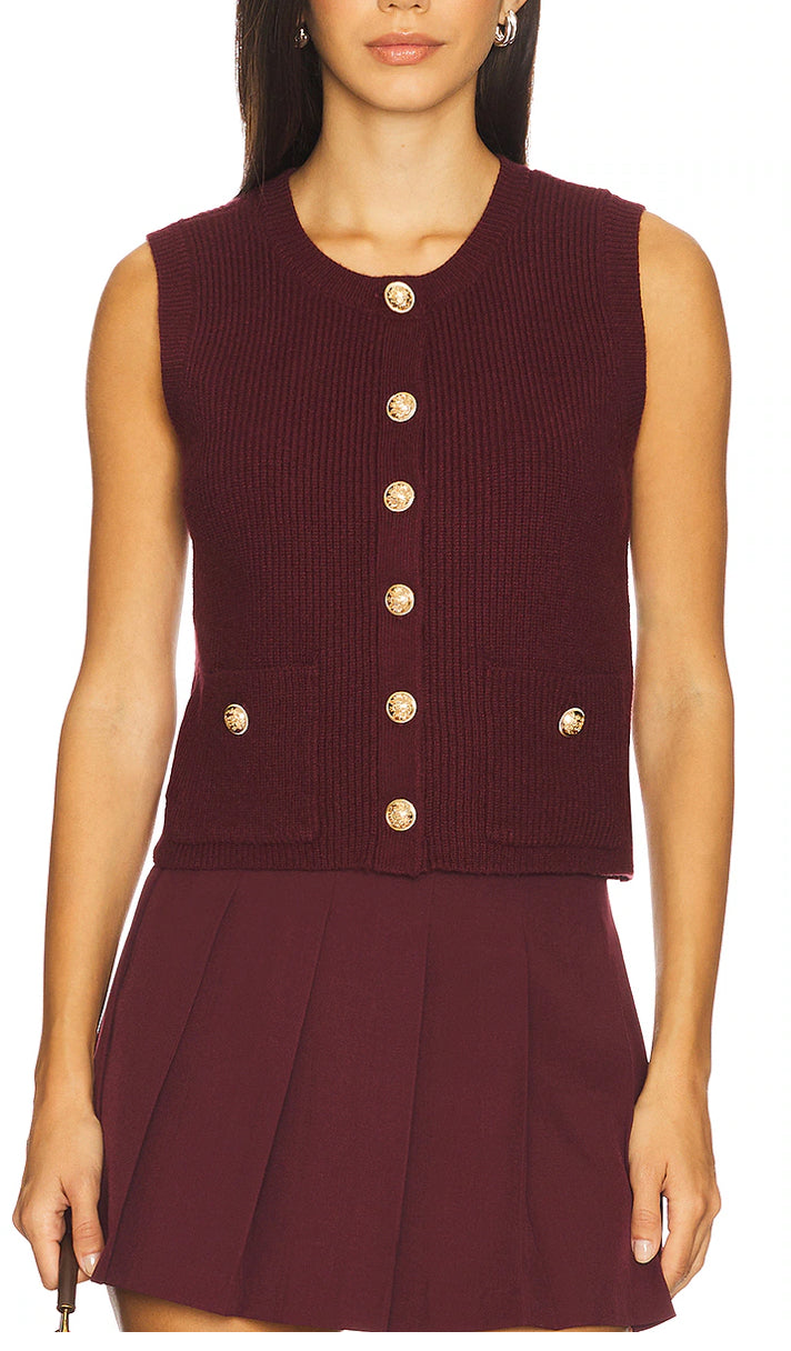 ALIYA SWEATER VEST-WINE