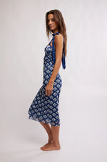 PRINTED GOT GLAM SLIP DRESS- NAVY