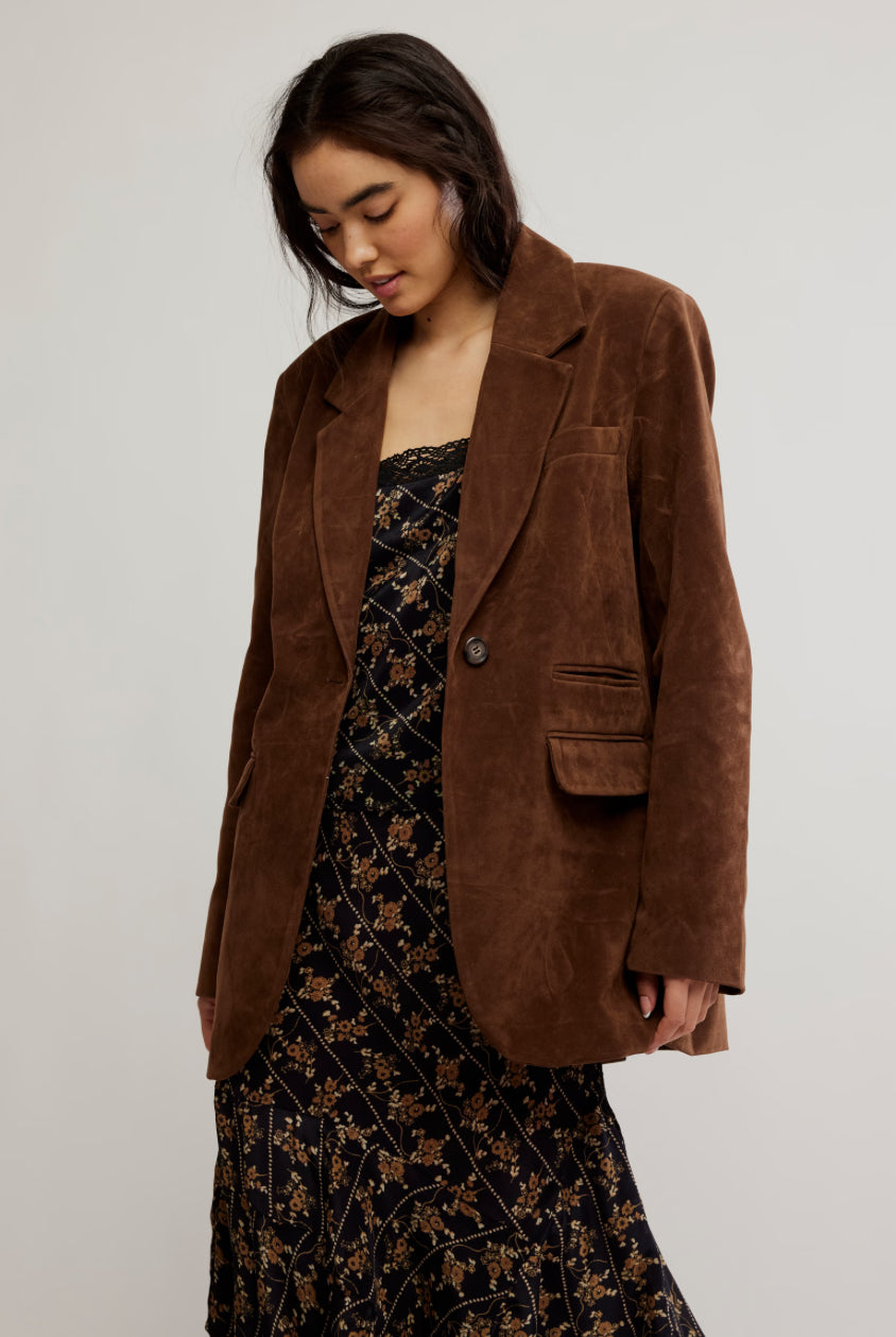 PAPER CUT VEGAN BLAZER-BROWN