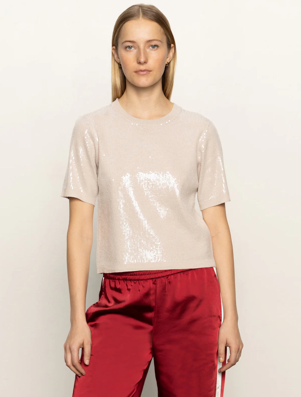 SPARKLE SEQUIN SWEATER-MOTHER OF PEARL