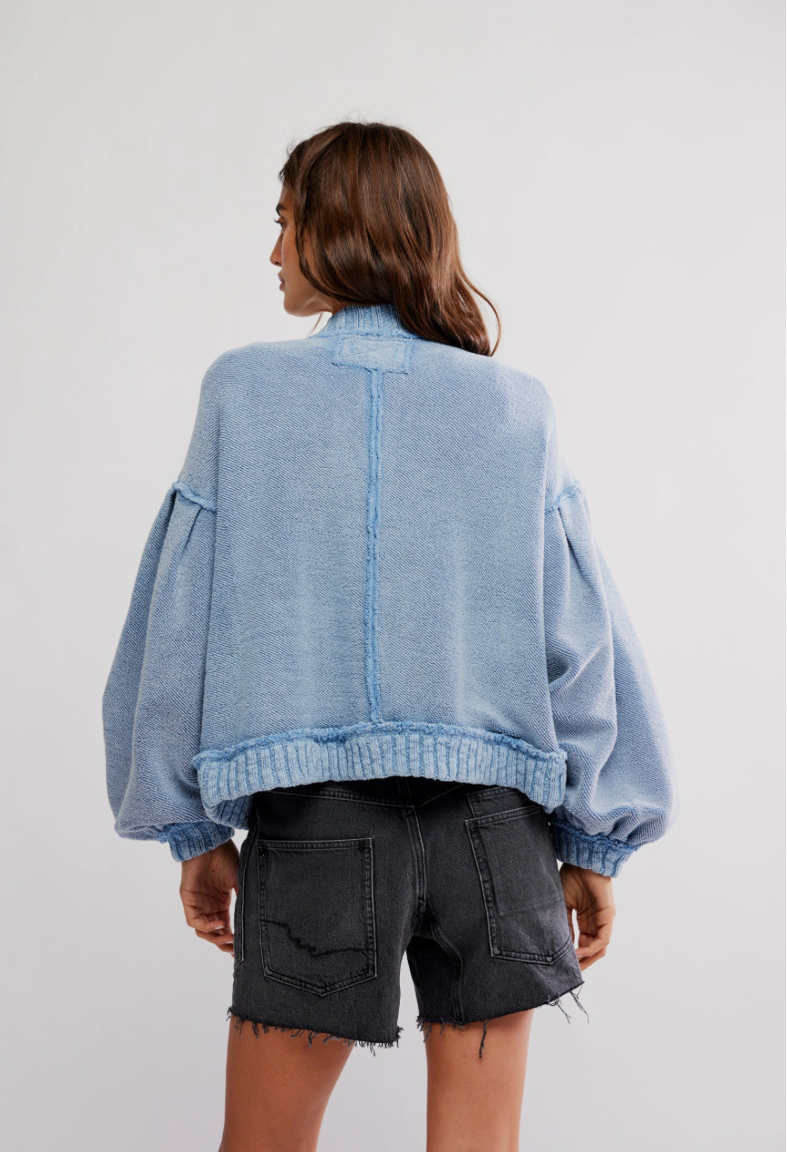 CUTE IN THIS CARDI-DUSTY BLUE