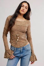LACE LAYERING LONG SLEEVE-DUTCH COCOA