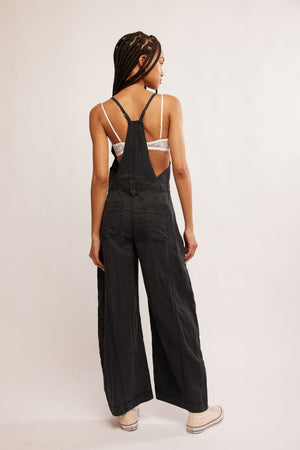 SYLVIA BARREL ONE PIECE OVERALL-BLACK