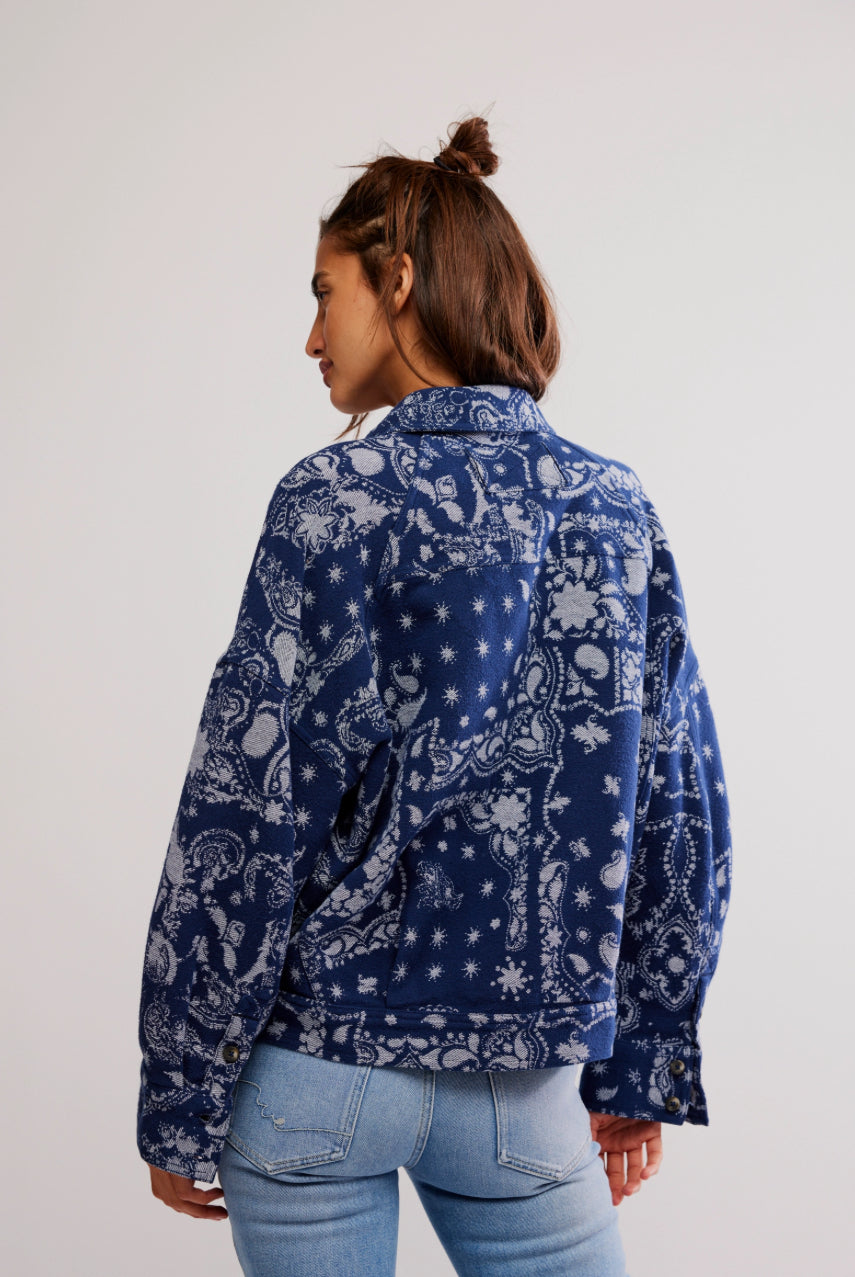 BANDANA JACQUARD JACKET-INDIGO COMBO