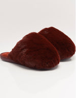SNOWBALL SLIPPER-CABERNET FAUX FUR