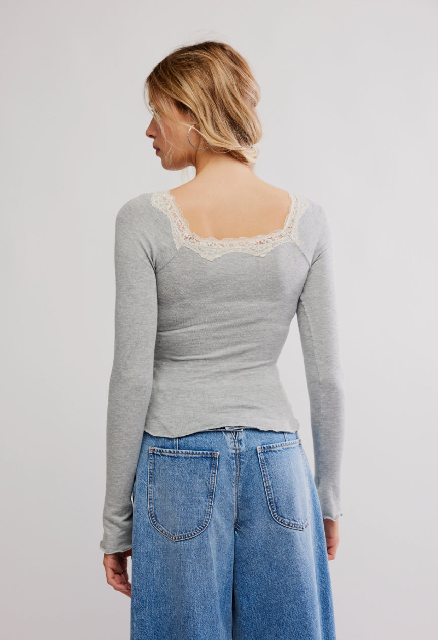 OH MY DARLING LONG SLEEVE-HEATHER GREY COMBO