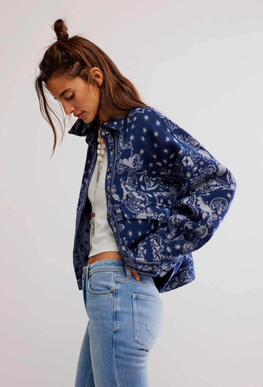 BANDANA JACQUARD JACKET-INDIGO COMBO