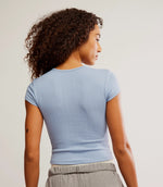 WAIT A MINUTE BABY TEE - CHAMBRAY