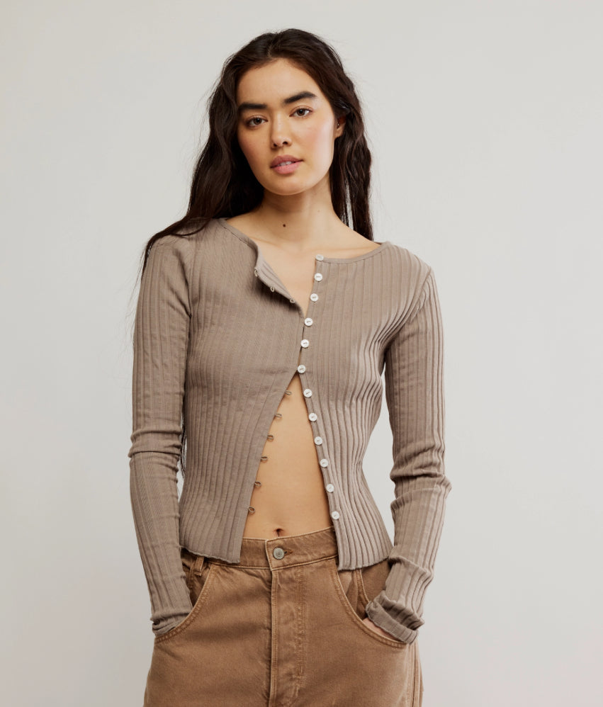 TILLY LONG SLEEVE CARDIGAN - FALLEN ROCK