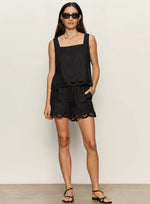 ALMOST THERE LINEN TOP-BLACK