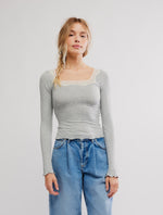 OH MY DARLING LONG SLEEVE-HEATHER GREY COMBO