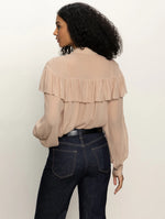 FADE INTO YOU RUFFLE BLOUSE-FAWN