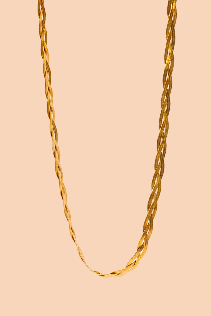 BRAIDED NECKLACE-GOLD