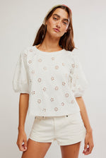 JESSIE EYELET TEE - WHISPER WHITE