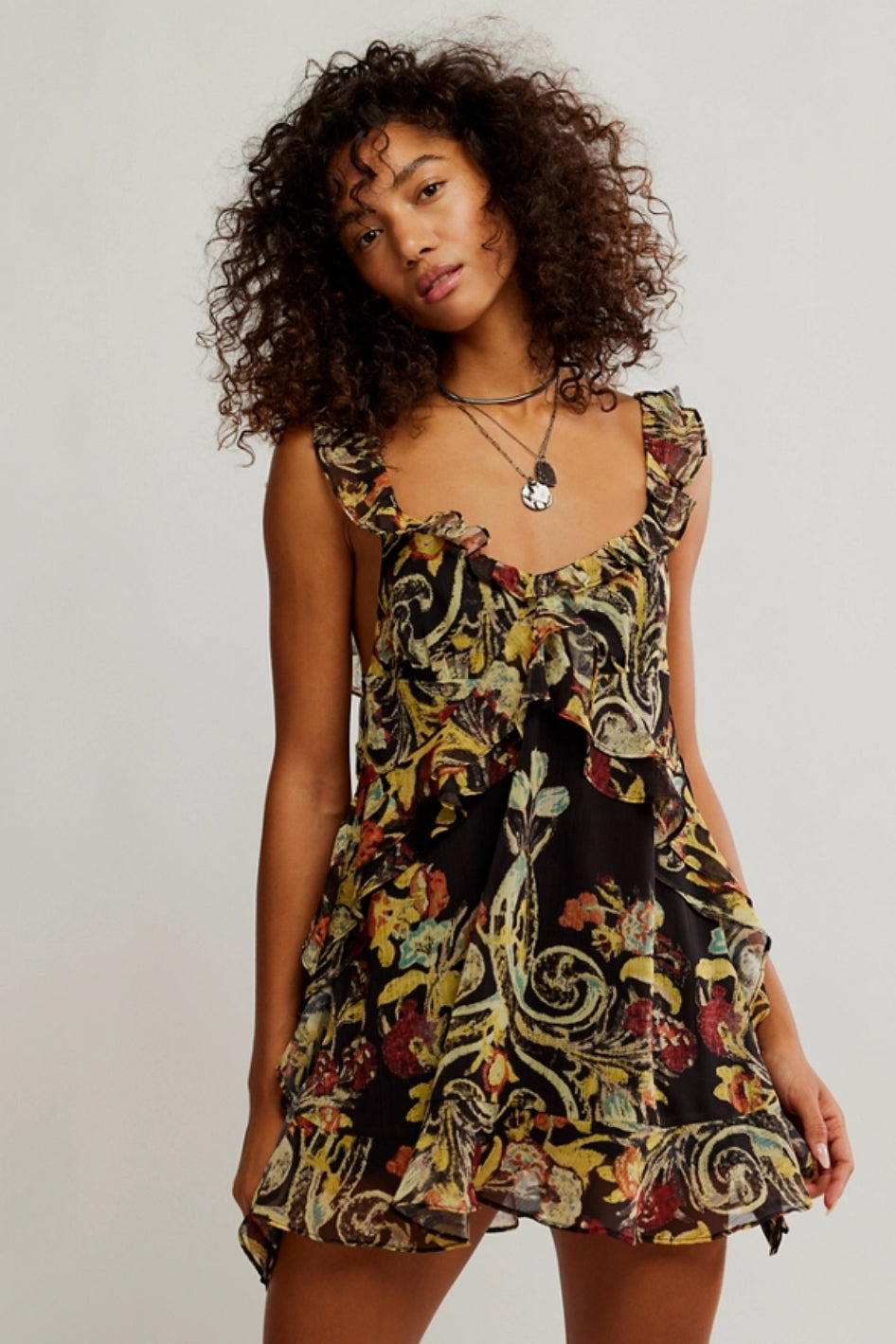 Free People Women's Bali Flora Mini Dress - Black - Size M - Black Combo Free People Women's Bali Flora Mini Dress - Black - Size M - Black Combo