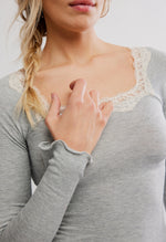 OH MY DARLING LONG SLEEVE-HEATHER GREY COMBO