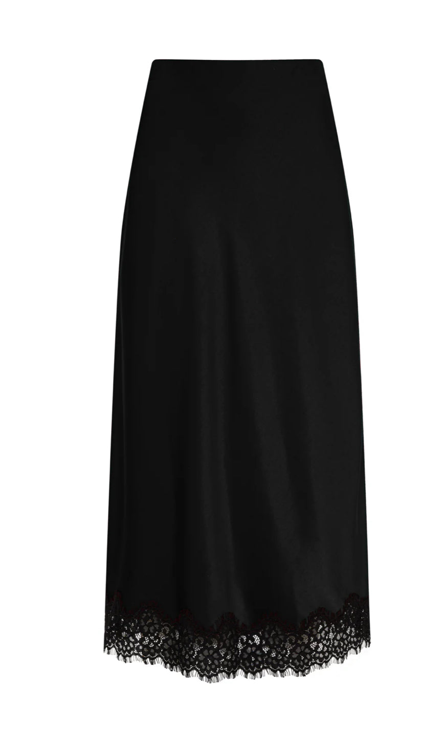 SLIP SKIRT WITH LACE-BLACK