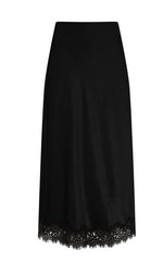 SLIP SKIRT WITH LACE-BLACK