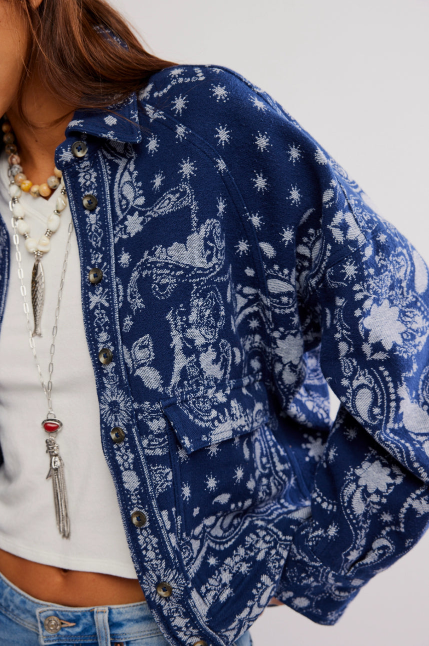 BANDANA JACQUARD JACKET-INDIGO COMBO