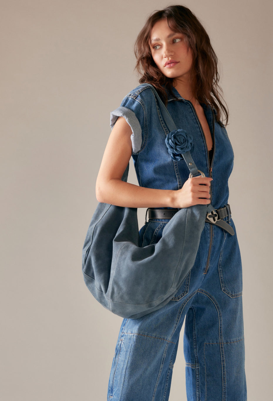 ROMA SUEDE TOTE BAG-SLATE