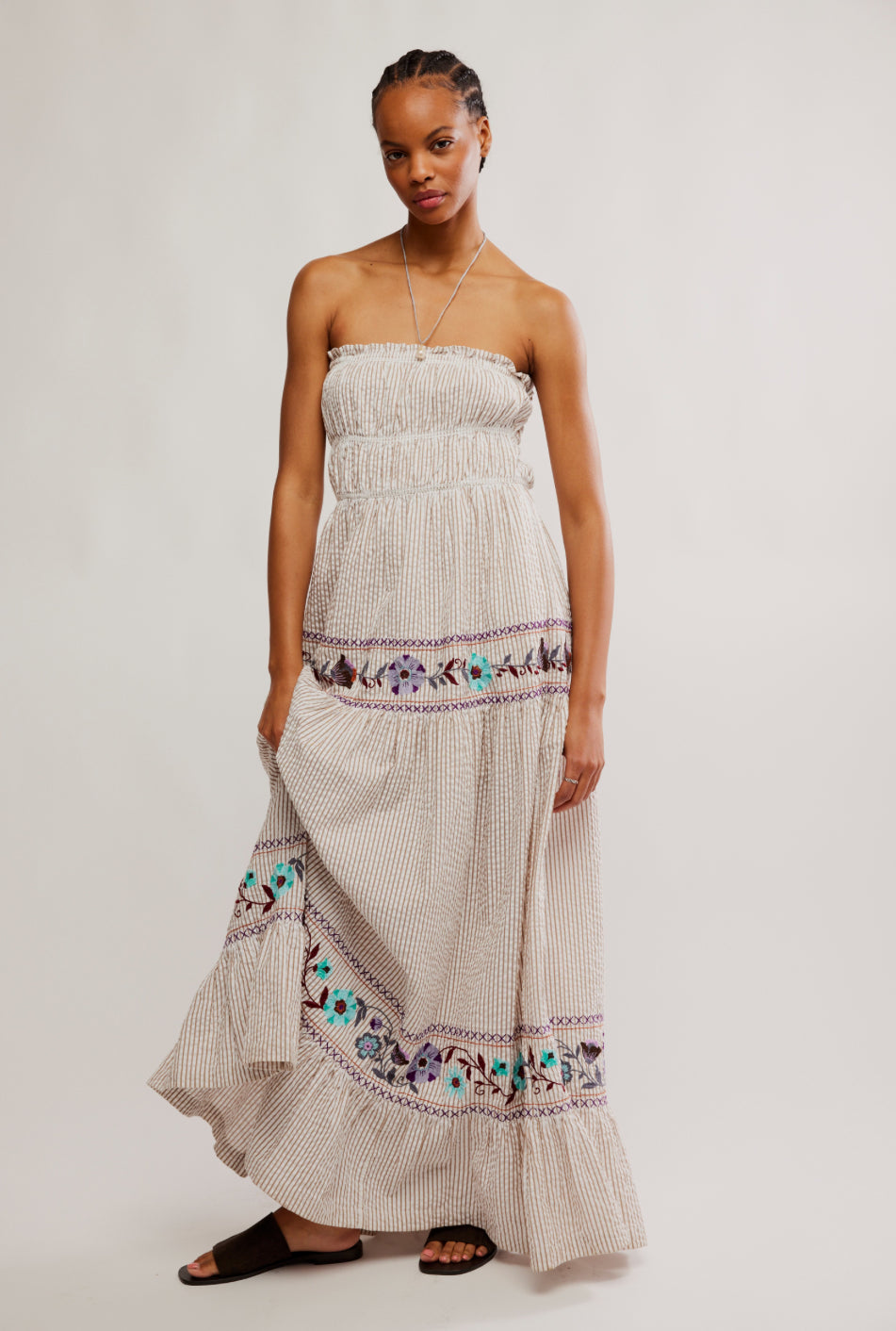 KALANI MIDI DRESS - IVORY STRIPE COMBO