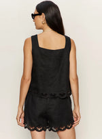 ALMOST THERE LINEN TOP-BLACK
