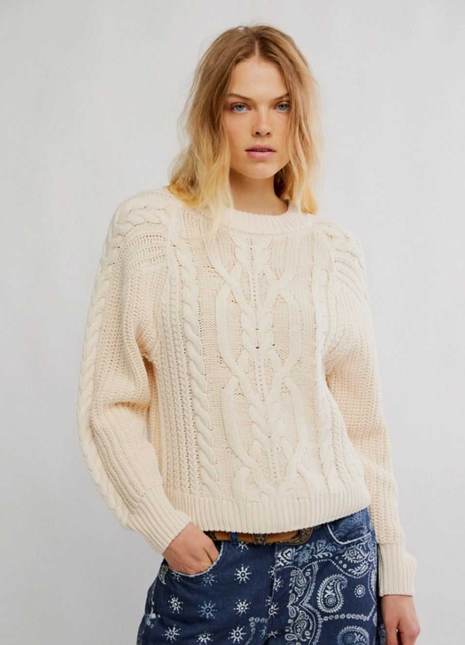 FRANKIE CABLE SWEATER-BUTTERCREAM