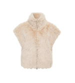 SILKY FAUX FUR VEST-ALMOND CREAM