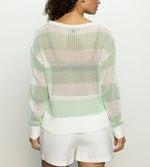 OPEN KNIT SWEATER-MINT TEA / CHALK