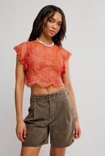 LUNAR ASH LACE TOP - SUNSET