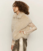 SILKY FAUX FUR VEST-ALMOND CREAM