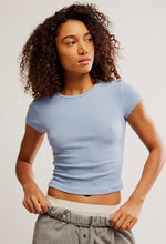 WAIT A MINUTE BABY TEE - CHAMBRAY