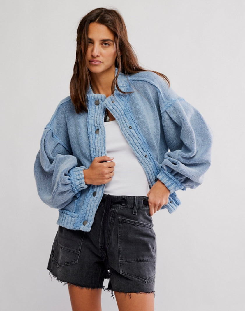 CUTE IN THIS CARDI-DUSTY BLUE