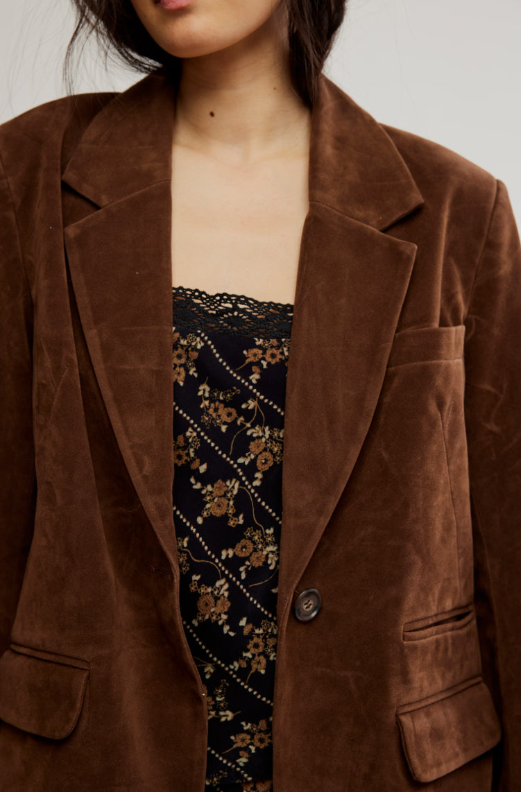 PAPER CUT VEGAN BLAZER-BROWN